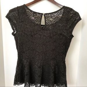 Candies Lace & Eyelet Peplum Top